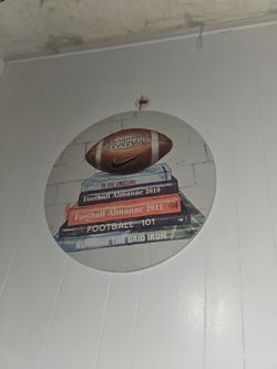 Football Books Stack Round Wall Art