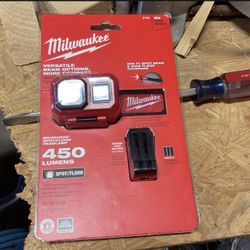 Milwaukee 2104 Spot Flood 450 Lumens Adjustable Hard Hat Headlamp Light