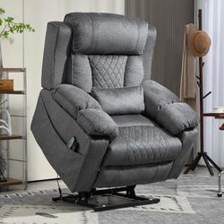 Power Lift Recliner for Elderly Adults 28 Inch Wide Seat, Lay Flat Lift Chair with Heat Massage, Flip Arm Storage Cup Holders, USB Type C Charging (Gr