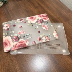 MacBook Air 13″ Case (A2337 / A2179 / A1932, 2018–2022) – Rose Gold Matte Clear, Peony Design