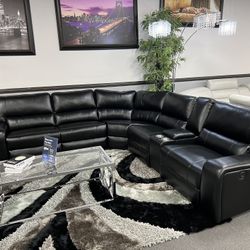 Black Leather Sofa Sectional w/ Power Motion Recliners 💥SPECIAL💥