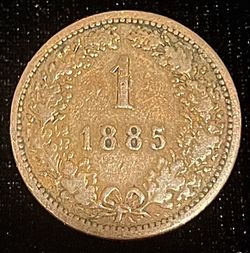 1885 Austria-Hungary 1 Kreuzer Bronze Coin (Double Headed Eagle Design)