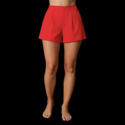 Women's Red High Rise Red Tailored Shorts, Sizes 2,4,6,8,10,12,14