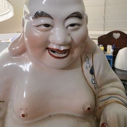 Lucky Buddha Chinese Porcelain 12" X 11"