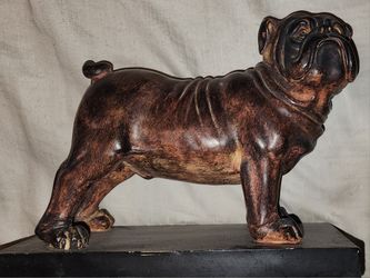 Wooden Bulldog Statue 