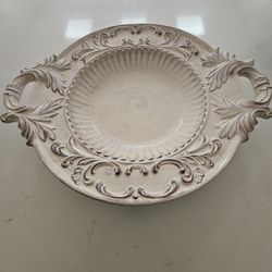 Baroque Cream Round Bowl with 2 Handles 21" - Intrada Italy