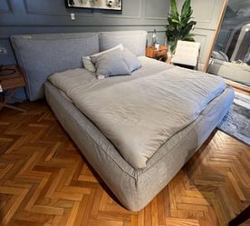 Light Gray Upholstered Platform Bed Frame