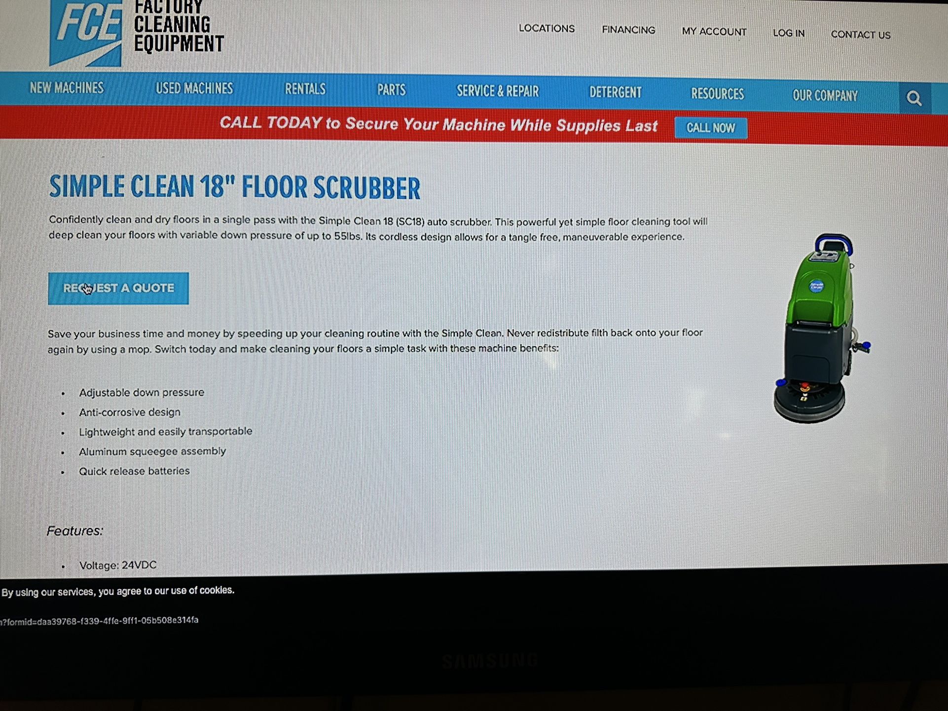 Simple clean 18” floor scrubber