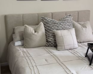 Beige Linen King Headboard