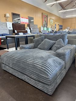 Plush Corduroy Oversized Chaise