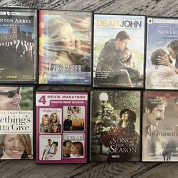 Lot of 8 DVDs including the notebook, dear John, Downton Abbey S1 and more