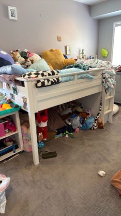 Pottery barn teen sleep and study low loft bed and desk