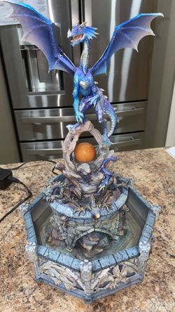 Franklin Mint Michael Whelan's Dragon Fountain MIB - RARE (BROKEN WING/LEFT NAIL