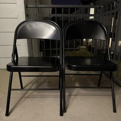 2-Pack Black Metal Folding Chairs