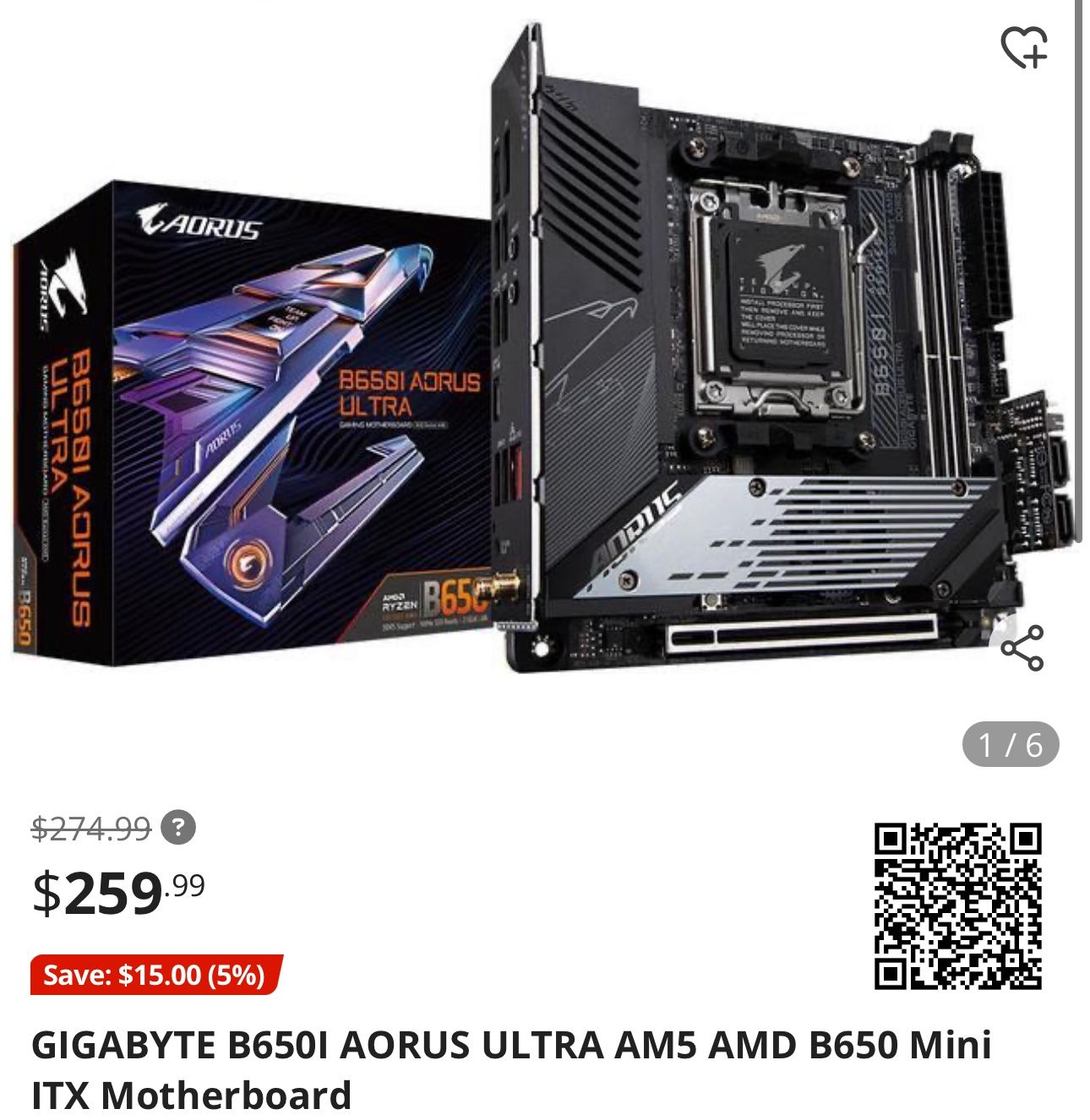 AM5 GIGABYTE B650I AORUS ULTRA AM5 AMD B650 Mini ITX Motherboard
