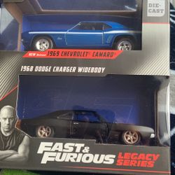 Fast And Furious 1969 Chevrolet Camaro, 1968 Dodge Charger Wide body Jada Toys