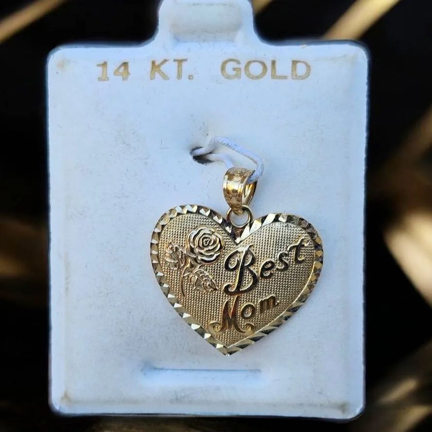 Best-Mom 14kt Yellow Gold Heart Pendant
