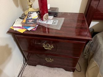 Cherry Wood 2-Drawer Nightstand