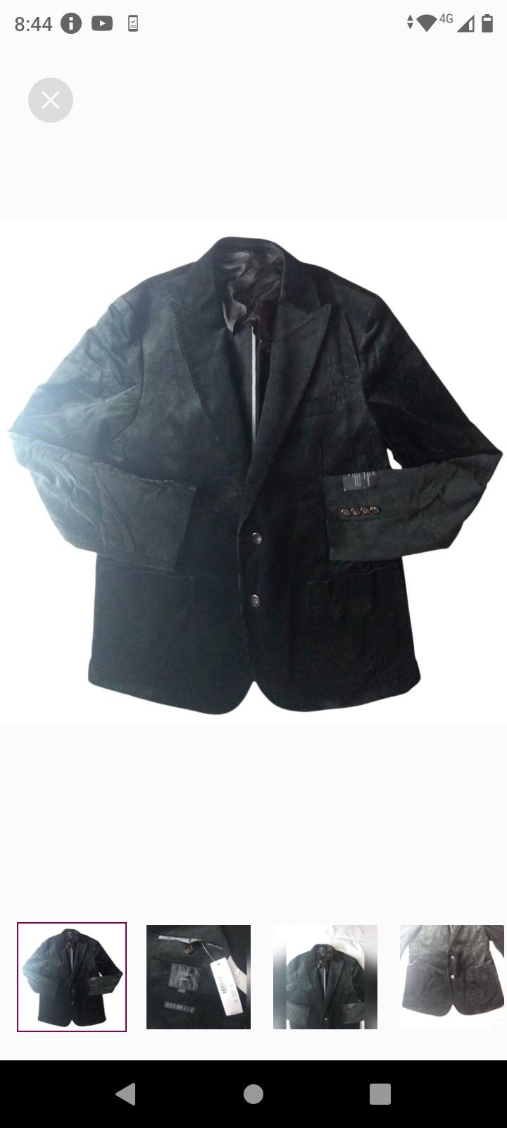 J. Crew Ludlow Corduroy blazer Black Slimfit Duca Visconti Mens Size 44R