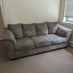 Grey Three Seat Cushioned Couch