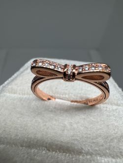 925 Sterling Silver Rose Gold Plated Ring Size 7 with Sparkling CZ Stones