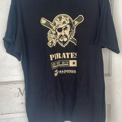 Pittsburgh Pirates US Marines T Shirt Black Camo Logo XL