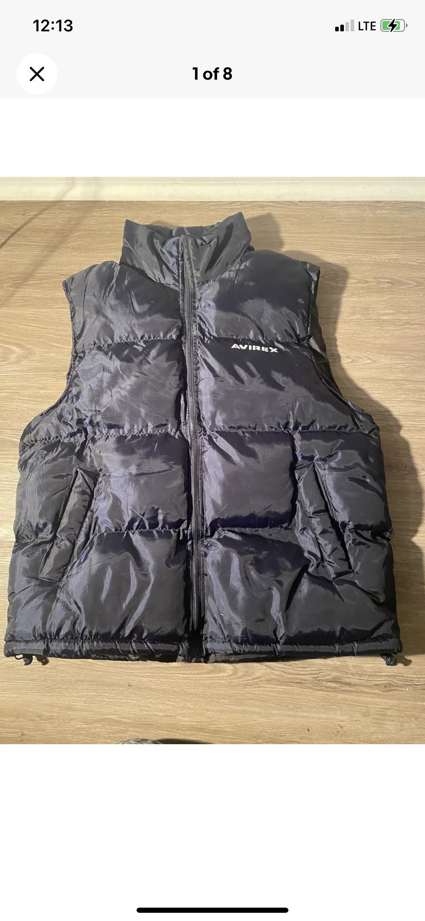 Avirex Mens Black Thick Vest Puffer Size XL