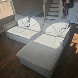Gray Couch, Converts To Queen Bed With Storage OBO