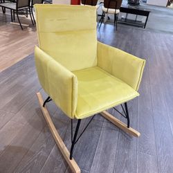 #FD022302 Morden Velvet Rocking Chair, Upholstered Accent Rocker Chair, Comfy Side Armchair for Living Room and Bedroom,Yellow