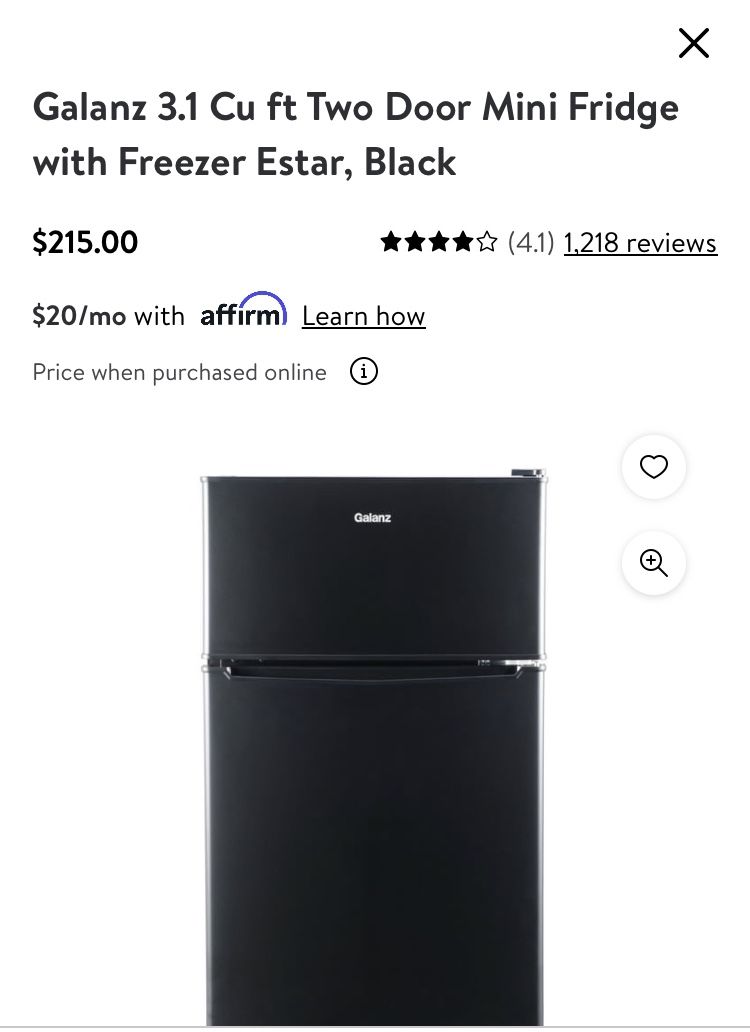 Galanz Mini Fridge With Freezer