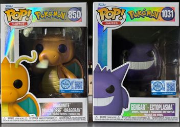 Funko Pop Dragonite and Gengar Pearlescent Pokemon Center Exclusives