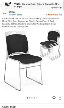 VINGLI Set of 4 Stacking Office Chairs