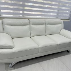 White Leather Sofa And Loveseat, Sofia Vergara Collection (from Rooms to Go)