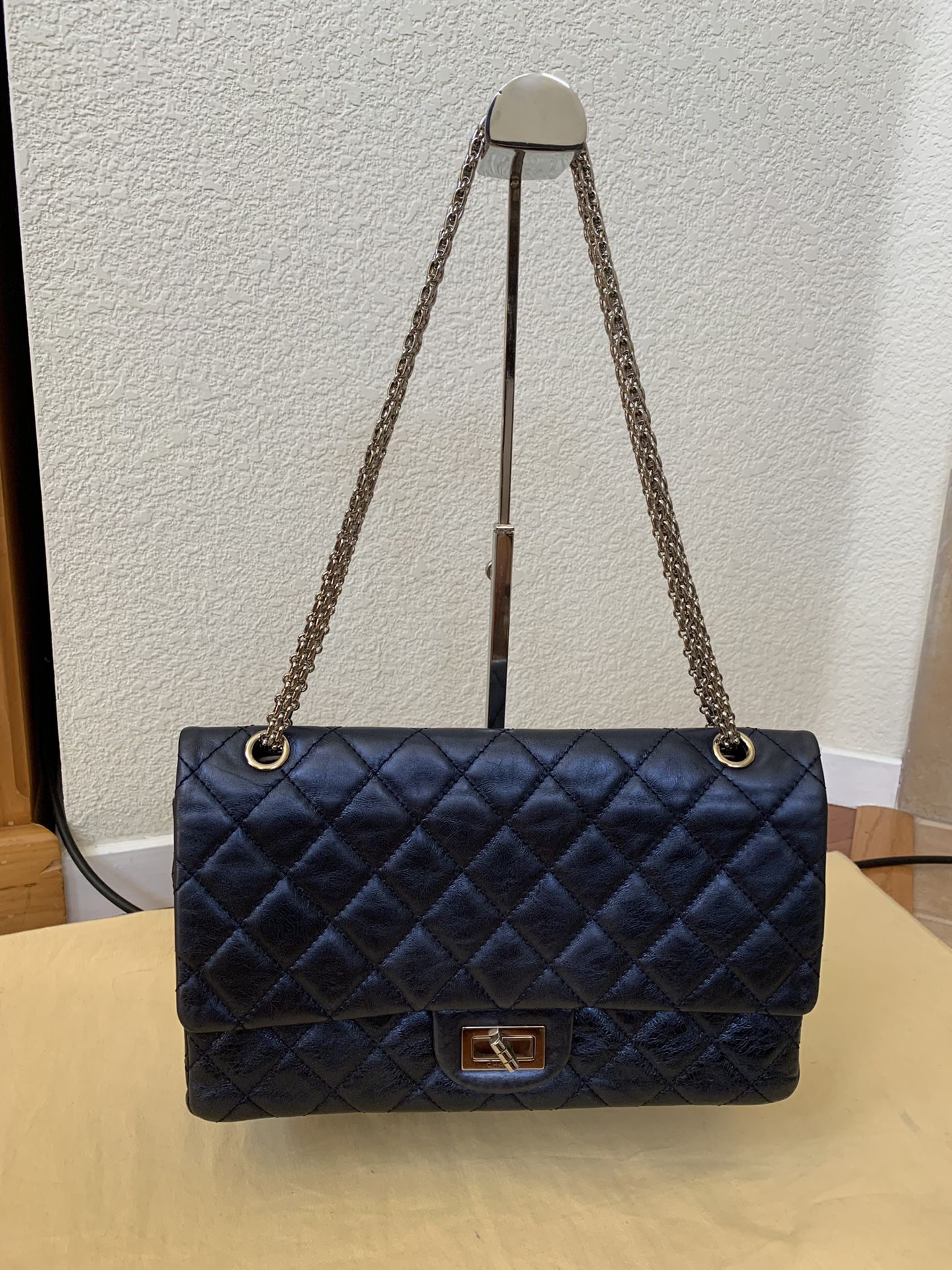 Like new Authentic Chanel Blue Metalic Reissue flap bag