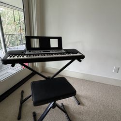 Yamaha Piano Keyboard, Stand & Chair