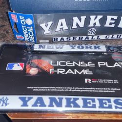 Yankees Liscense Plate Frame And Yankees Decal Sticker 