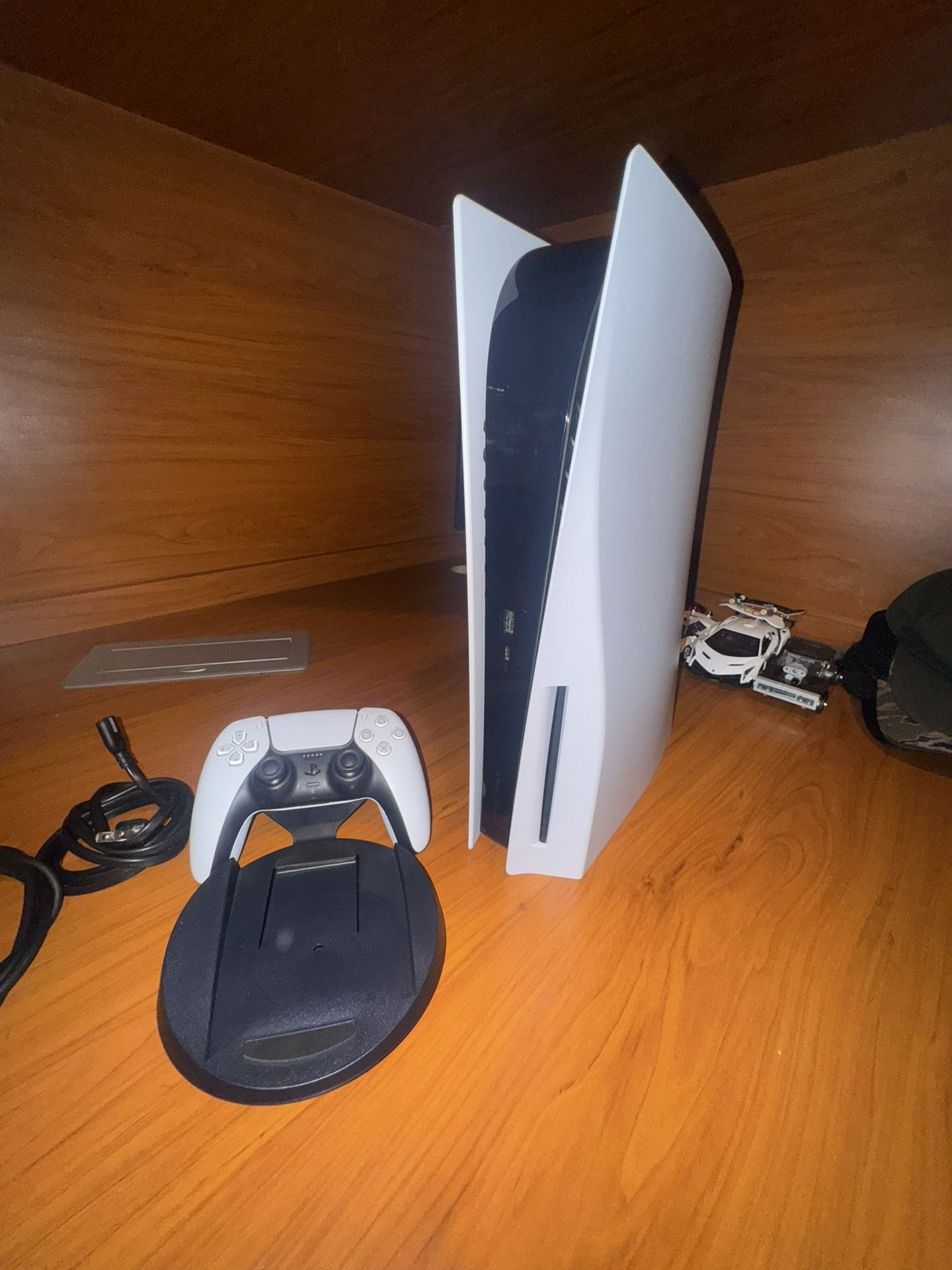 Ps5 With Controller, Holder, and Connections