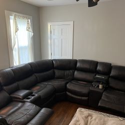 Brown Leather Sectional For Sale