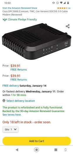 Cisco DOCSIS 3.0 Cable Modem - Speeds Of Up to 340mbps