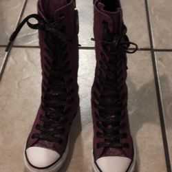 Girls Sparkly Purple Converse