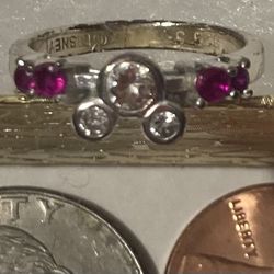 Vintage Sterling Silver Disney Mickey Minnie Mouse Ring Size 5