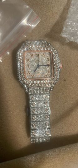Iced Out Square Dial Dress Watch
