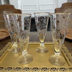 Four Mid Century Modern Tall Barware Glasses 