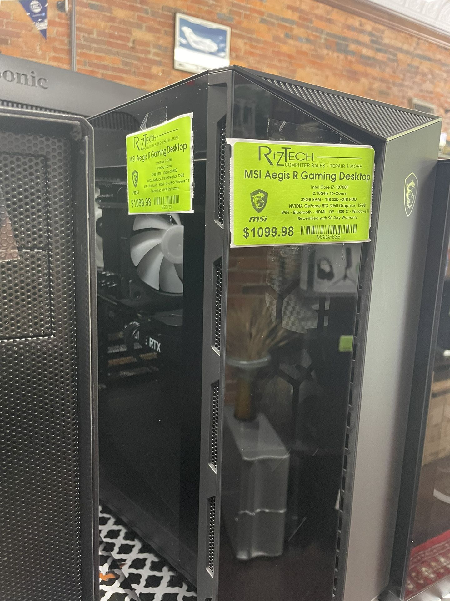 MSI Aegis R Gaming Desktop Intel Core i7-13700F 2.10GHz 16 Cores 32GB RAM 1TB SSD 2TB HDD 12GB GPU
