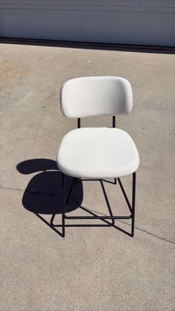 Set of 2 24" Upholstered with Metal Base Counter Height Barstool with Footrest Cream Boucle - Room Essentials™