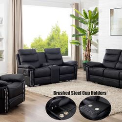 NEW 3pc RECLINING SOFA AND LOVESEAT WITH CHAIR INCLUDING FREE DELIVERY 