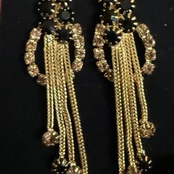 Unisex French Retro Colorful Enamel Pearl Flower Metal Pendant Clip On Earrings