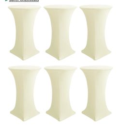 Ivory Spandex Cocktail Table Covers – Set of 6