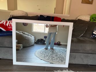 White Wooden Framed Wall Mirror