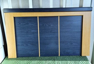 New Twin Size Boys Panel Headboard In Maple & Blue Trim Colors. Made In USA 